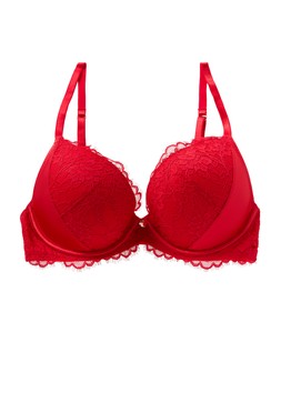 Matalan Red Satin Coord Push Up Plunge Bra £14