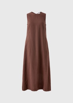 LINEN RICH SHIFT MIDI BROWN £26