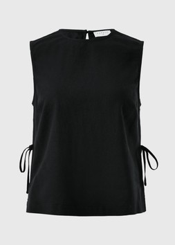 SOLID LINEN RICH VEST BLACK £14