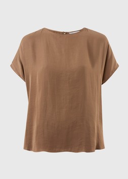 WASHED SATIN TOP COORD BROWN £14