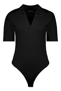 Black Ribbed Bodysuit