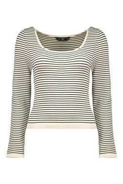 Black White Stripe Scoop Neck Top