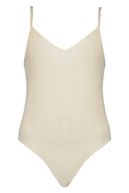 White Ribbed Cami Bodysuit