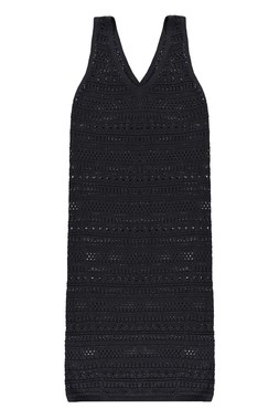Black Pointelle Knit Dress