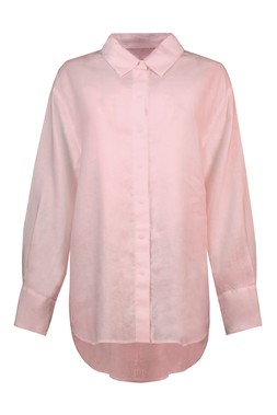 Pink Linen Long Sleeve Shirt