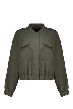 Khaki Linen Co Ord Bomber