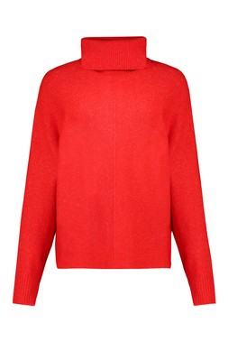 Red Batwing Roll Neck Jumper