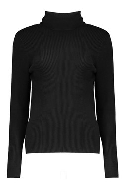 Black Rib Roll Neck Jumper