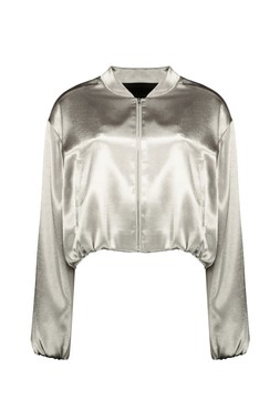 Silver Satin Bomber