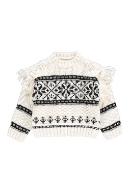 Black White Fringe Knit Jumper