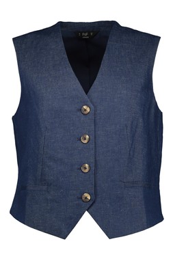 Navy Linen Chambray Waistcoat