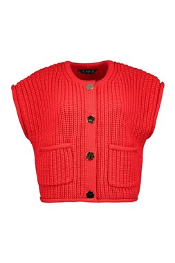 Red Button Through Tank Top
