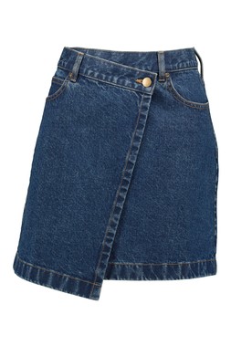 Navy Indigo Denim Mini Wrap Skirt