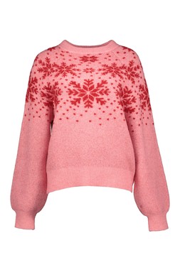 Pink Crew Neck Snowflake