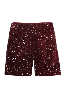 Burgandy Velvet Sequin Short