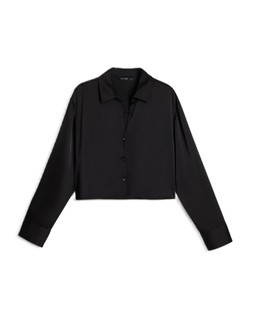 Black Satin Crop Shirt