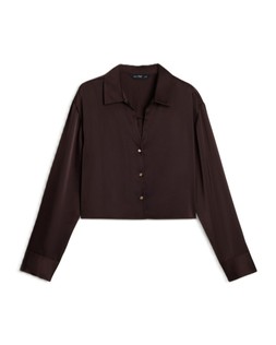 Brown Satin Crop Shirt