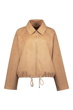 Brown Suede Drawstring Jacket