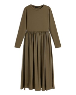Khaki Mixed Midi Dress