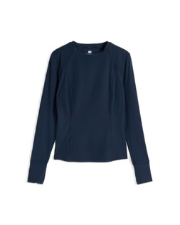 Navy Ribbed LS Tee