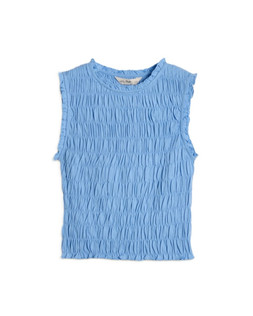 Blue Shirred Smock Top