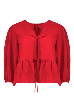 Red Bow Front Blouse