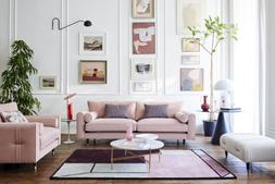 Ted Baker Highgate grande sofa in blush Primrose Velvet