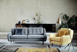 DFS French Connection Camden Four-Seater Sofa in steel, available exclusively at DFS