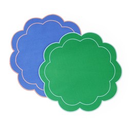 30969635 Sophie Robinson Scalloped Edge Set of 2 Placemats Jade and Orchid £12