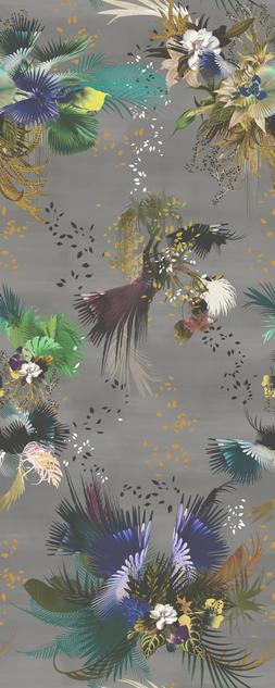 OISEAU FLEUR GRAPHITE WALLPAPER