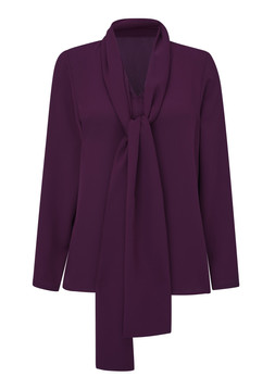 Alex Jones X Cotton Traders Bow Blouse Merlot £36