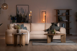 Cozy Cream Fabric Corner Sofa with Bluetooth Speaker Console - RRP €4499 NOW €2999