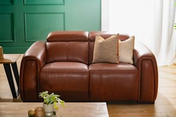 Muse Brown Leather 2 Seater Heated Seats Electric Recliner Sofa RRP €4649 NOW €2499