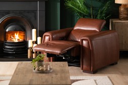 Muse Brown Leather Armchair Heated Seats Electric Recliner