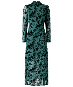 WF731A Hazel Twist Front Flocked Maxi Dress