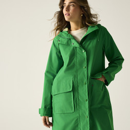 Orla Kiely Longer Length Waterproof Jacket | Giant Square Flower Green