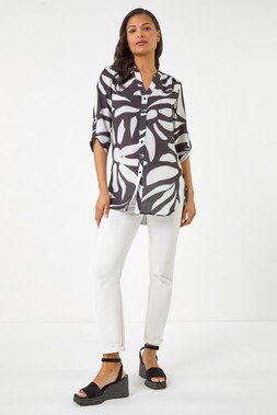 Roman Black Mono Print Blouse