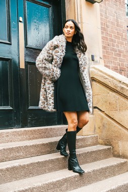 Roman Black Dusk Ribbed Skater Jumper Dress
