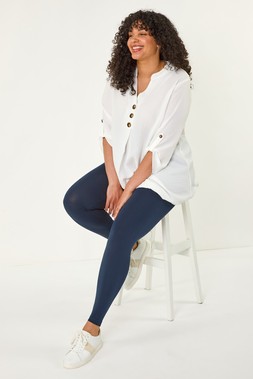 Roman Curve Navy Full Length Leggings