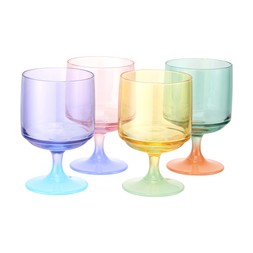 PASTEL DINING setof4multicolouredshortstemwineglasses 12.99