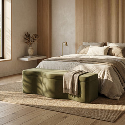 Ivan Storage Ottoman | Moss Green Sustainable Mohair Velvet
