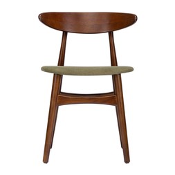 Malmros Wooden Dining Chair, Moss Green Sustainable Mohair Velvet & Walnut