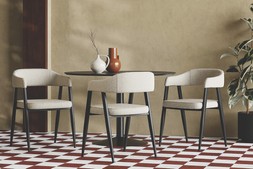 Presley Carver Dining Chair, Speckled Stone Sustainable Boucle
