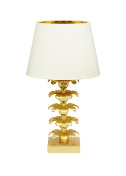 Gold Base Leaf Lamp With Cream Shade
