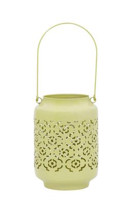 Yellow Metal Hurrican Lamp Candle Holder