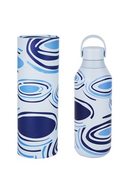 Homesense - Blue Patterned Water Bottle with Case - £24.99 - (RRP £40.00)