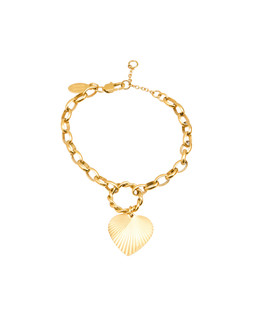 Louisa Etched Heart Gold Tone Waterproof Chain Bracelet