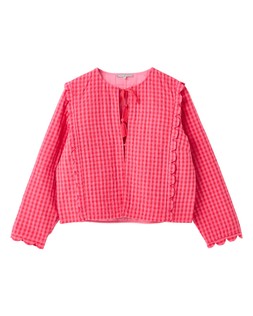 Pink Gingham Scalloped Quilted Jacket