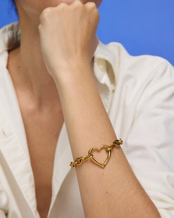 Danica Gold Tone Waterproof Heart Charm Chain Bracelet