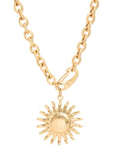 Helia Gold Tone Sun Pendant Necklace